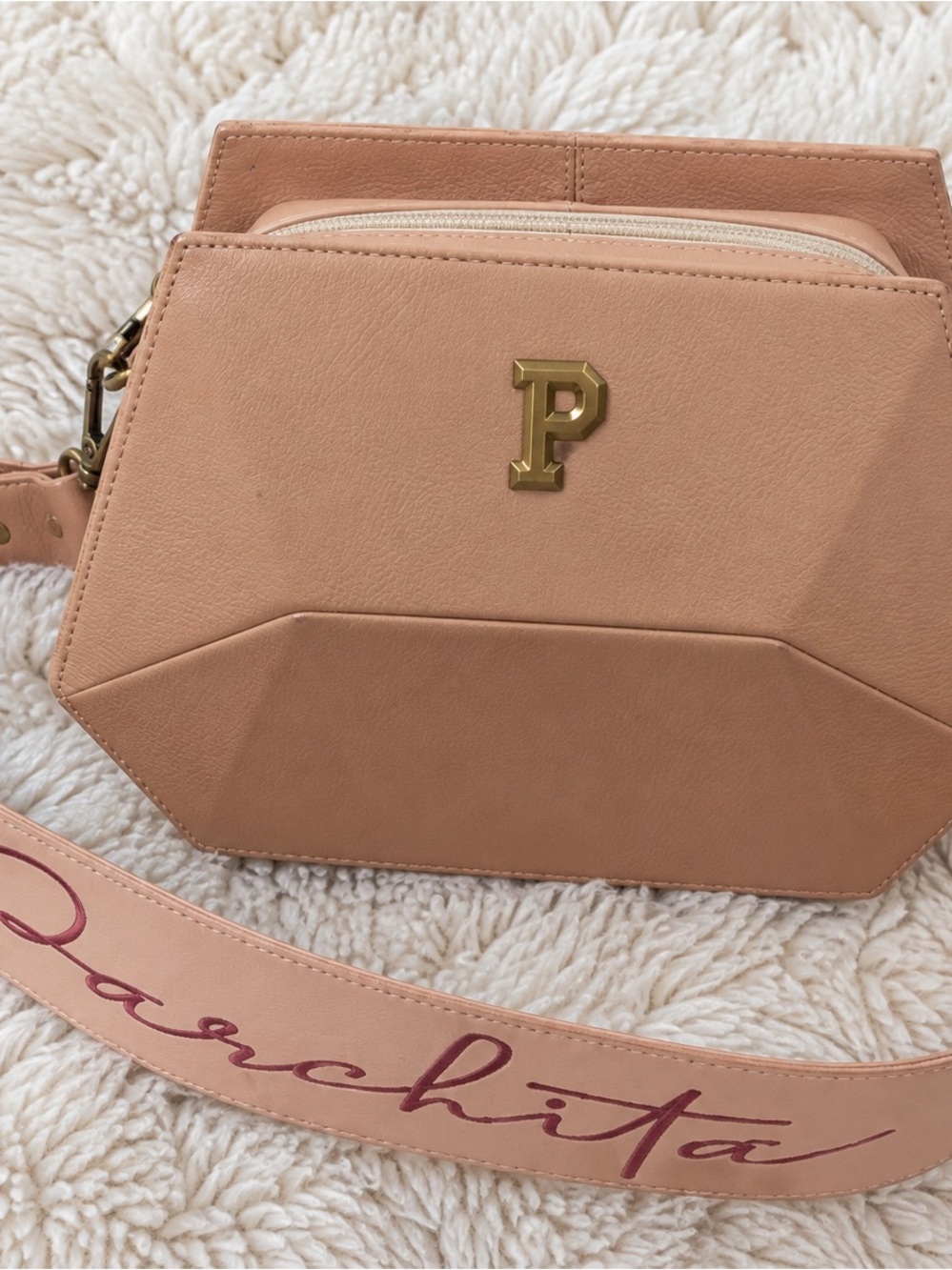 Parchita Crossbody Bag with Gold 'P' Accent